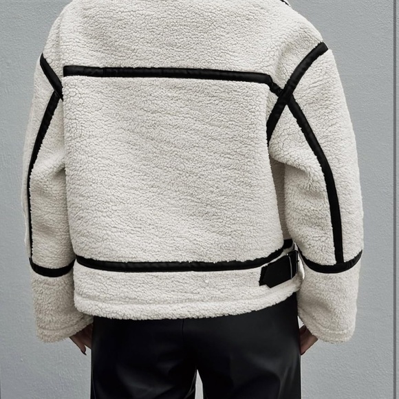 NWOT Faux Fur Sherpa Moto Jacket - Picture 5 of 7